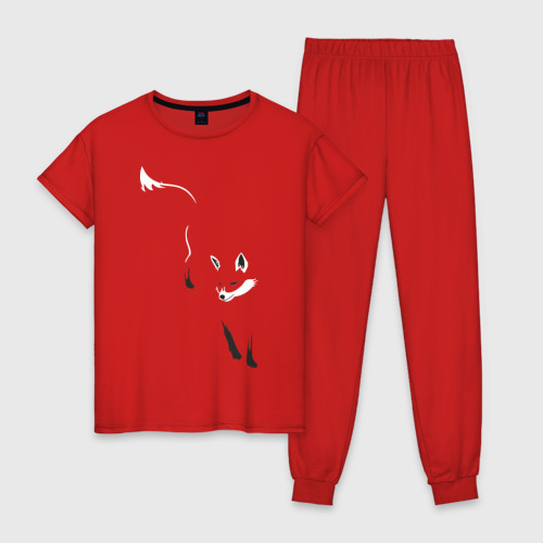 Женская пижама хлопок Лиса, цвет красный