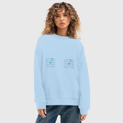 Женский свитшот oversize без начеса хлопок Си-си, ноты - фото 2