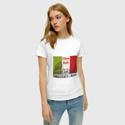 Женская футболка хлопок Я love Италия, цвет белый - фото 3