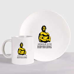 Набор: тарелка + кружка Arnold bodybuilding
