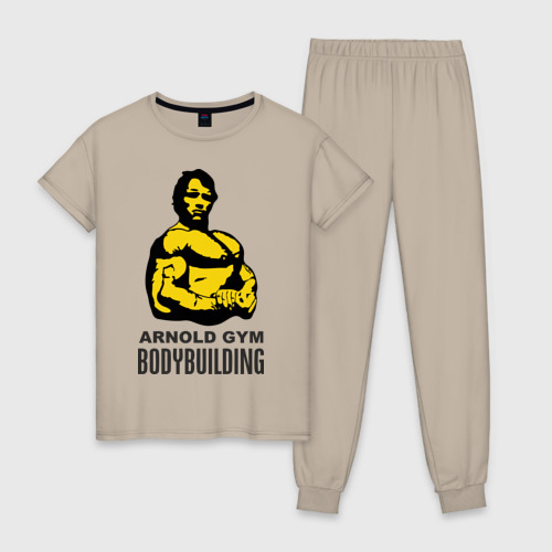 Женская пижама хлопок Arnold bodybuilding, цвет миндальный