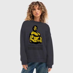 Женский свитшот oversize без начеса хлопок Arnold bodybuilding - фото 2