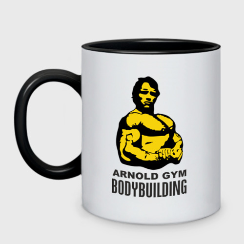 Кружка двухцветная Arnold bodybuilding, цвет белый + черный