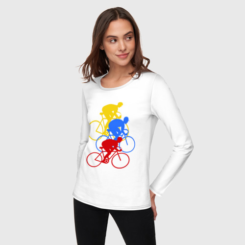 Женский лонгслив хлопок Вело-спорт, цвет белый - фото 3
