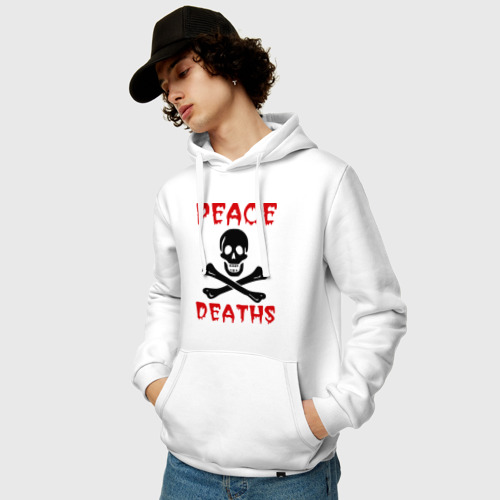 Мужская толстовка хлопок Peace deaths или просто пи!!!дец, цвет белый - фото 3