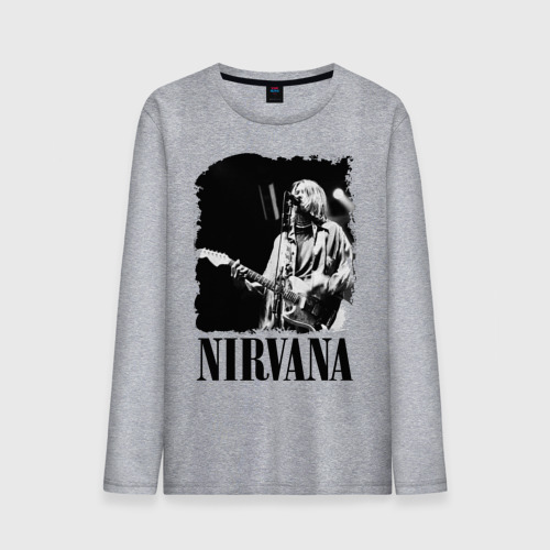 Мужской лонгслив хлопок nirvana kurt cobain, цвет меланж