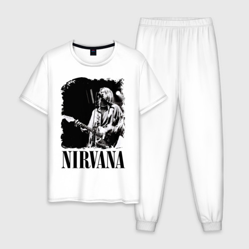 Мужская пижама хлопок nirvana kurt cobain, цвет белый