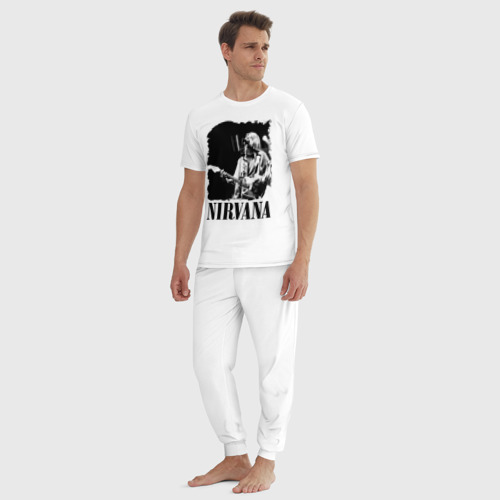 Мужская пижама хлопок nirvana kurt cobain, цвет белый - фото 5