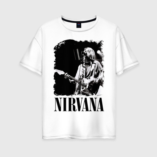 Женская футболка хлопок Oversize nirvana kurt cobain, цвет белый