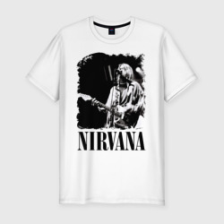 Мужская футболка хлопок Slim nirvana kurt cobain