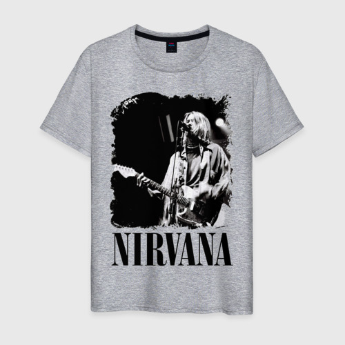 Мужская футболка хлопок nirvana kurt cobain, цвет меланж