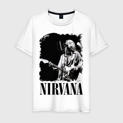 Мужская футболка из хлопка с принтом nirvana kurt cobain, вид спереди №1