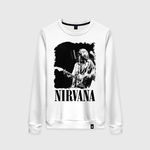 Женский свитшот хлопок nirvana kurt cobain, цвет белый