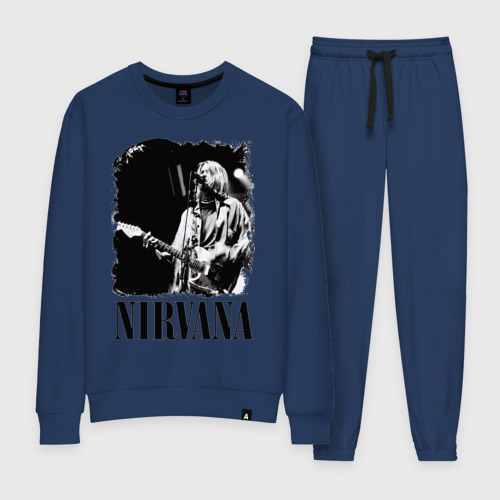 Женский костюм хлопок nirvana kurt cobain, цвет темно-синий