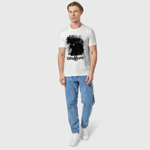 Мужская футболка хлопок slipknot corey taylor, цвет белый - фото 5