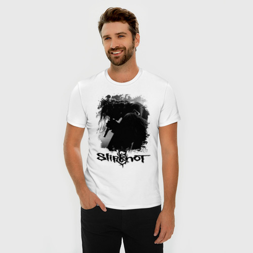 Мужская футболка хлопок Slim slipknot corey taylor, цвет белый - фото 3