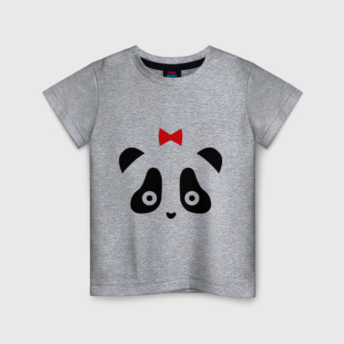Детская футболка хлопок Панда женская, цвет меланж