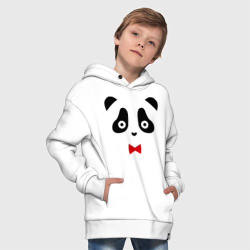 Детское худи Oversize хлопок Панда мужская, цвет белый - фото 9