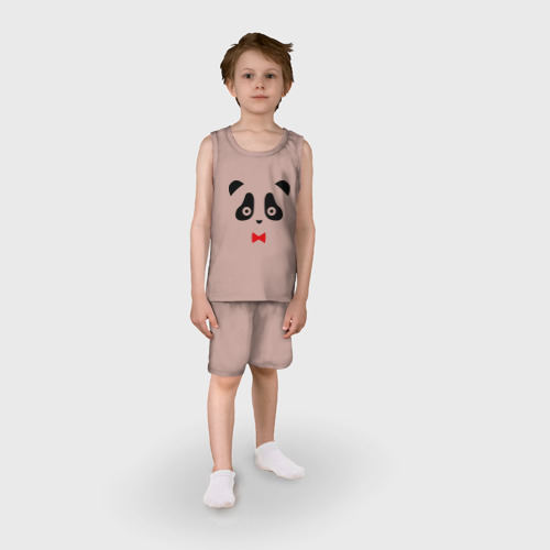 Детская пижама с шортами хлопок Панда мужская, цвет пыльно-розовый - фото 3