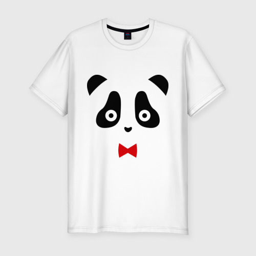Мужская футболка приталенная из хлопка с принтом Панда мужская, вид спереди №1