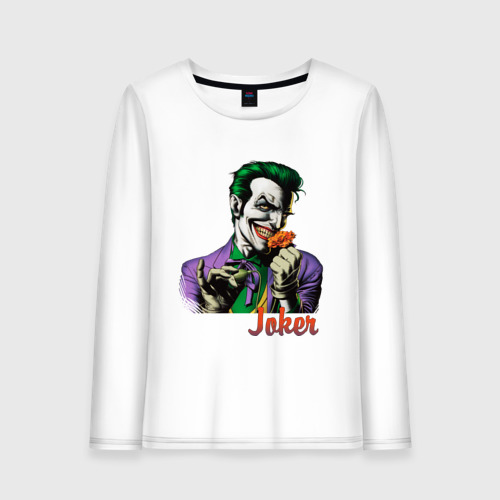 Женский лонгслив хлопок Joker с цветком, цвет белый