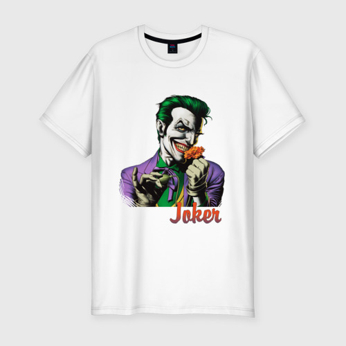 Мужская футболка хлопок Slim Joker с цветком, цвет белый