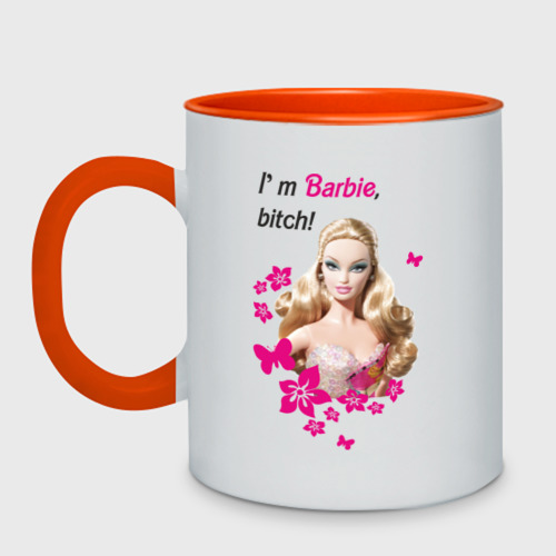 Кружка двухцветная I\'m Barbie, bitch, цвет белый + оранжевый