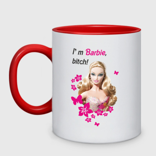 Кружка двухцветная I\'m Barbie, bitch, цвет белый + красный