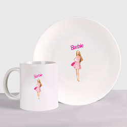 Набор: тарелка + кружка Барби на прогулке