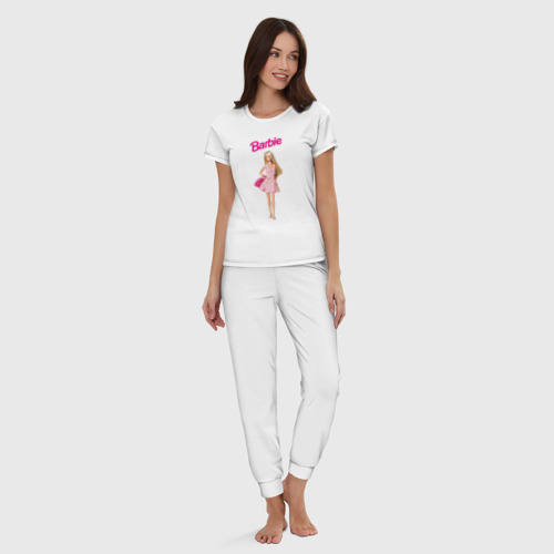 Женская пижама хлопок Барби на прогулке, цвет белый - фото 5