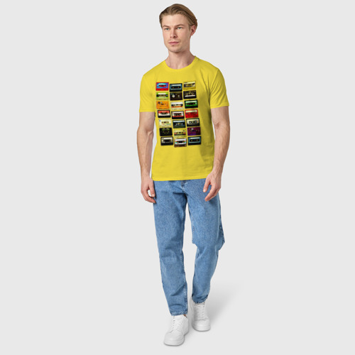 Мужская футболка хлопок Сборка кассет, цвет желтый - фото 5