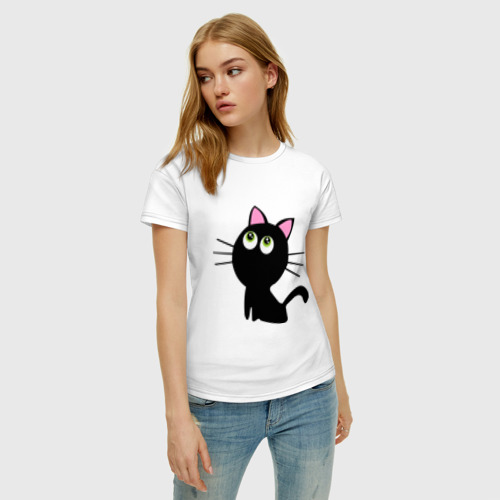 Женская футболка хлопок Маленький котенок - фото 3