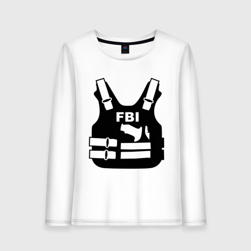 Женский лонгслив хлопок FBI (униформа), цвет белый