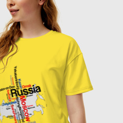 Женская футболка хлопок Oversize Россия крупнейшие города - фото 2