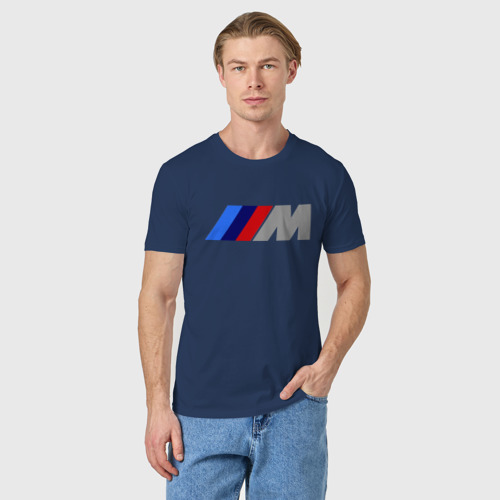 Мужская футболка хлопок BMW M, цвет темно-синий - фото 3