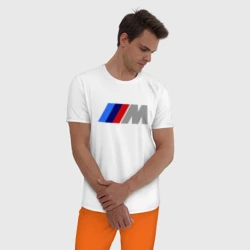 Мужская пижама с белой футболкой хлопок BMW M - фото 2