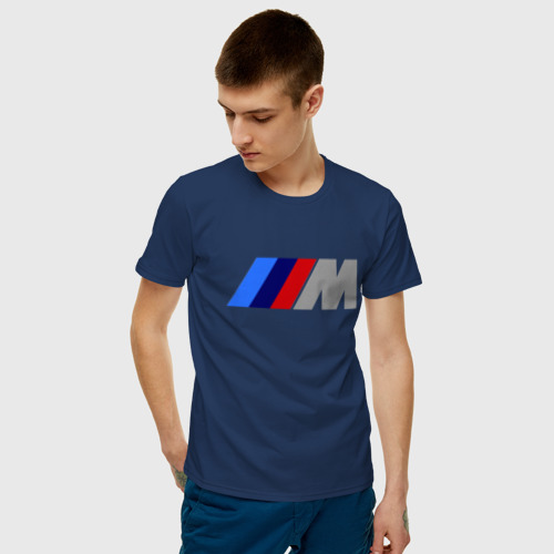 Мужская футболка хлопок BMW M, цвет темно-синий - фото 3