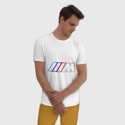 Мужская пижама с белой футболкой хлопок BMW Motor Contur - фото 2