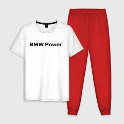 Мужская пижама с белой футболкой хлопок BMW Power