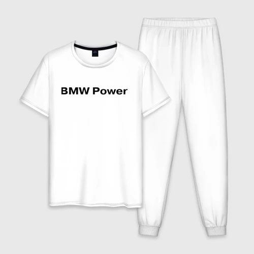 Мужская пижама с белой футболкой хлопок BMW Power
