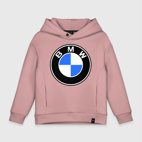 Детское худи Oversize хлопок Logo BMW, цвет пыльно-розовый