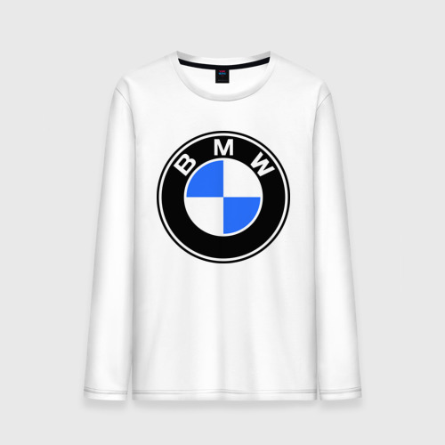 Мужской лонгслив хлопок Logo BMW, цвет белый