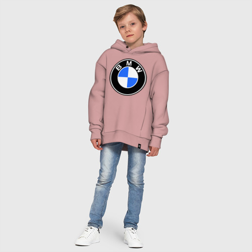 Детское худи Oversize хлопок Logo BMW, цвет пыльно-розовый - фото 11