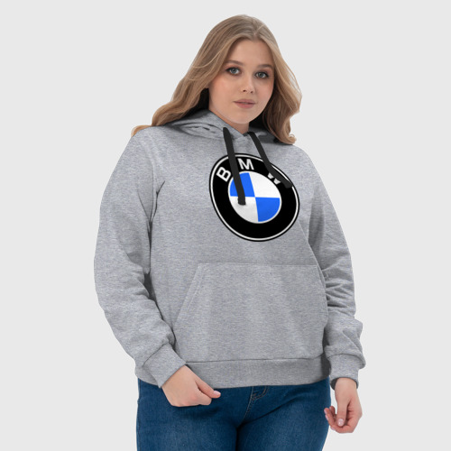 Женская толстовка хлопок Logo BMW, цвет меланж - фото 6