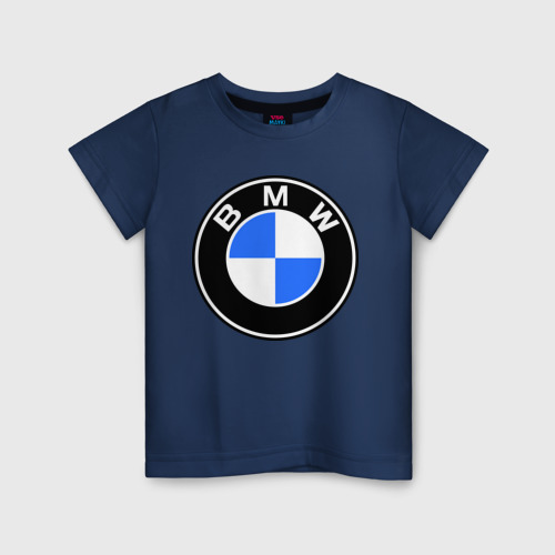 Детская футболка хлопок Logo BMW, цвет темно-синий