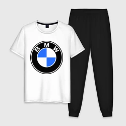 Мужская пижама с белой футболкой хлопок Logo BMW