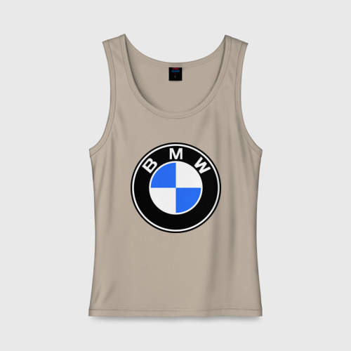 Женская майка хлопок Logo BMW, цвет миндальный