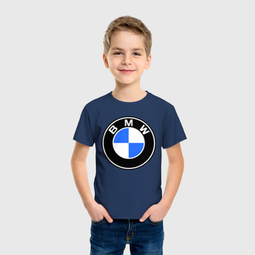 Детская футболка хлопок Logo BMW, цвет темно-синий - фото 3