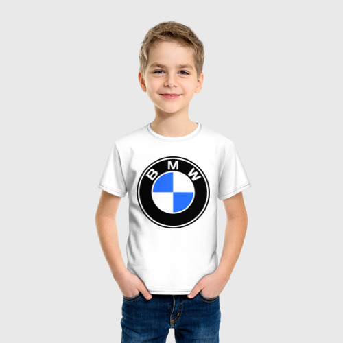 Детская футболка хлопок Logo BMW, цвет белый - фото 3