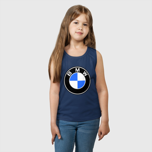 Детская майка хлопок Logo BMW, цвет темно-синий - фото 3